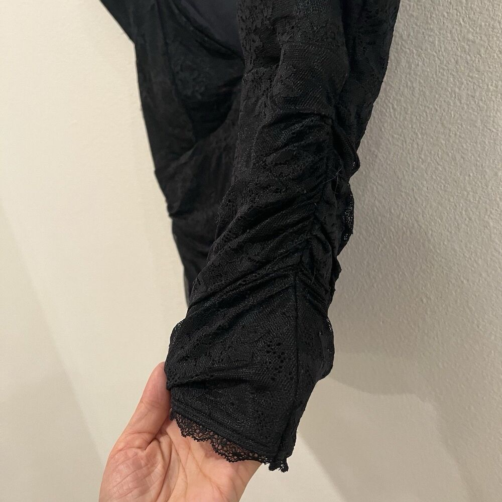 Abercrombie & Fitch The A&F Zoe Bra-Free Lace Top Size XL Black Whimsigoth Vamp - Picture 6 of 9